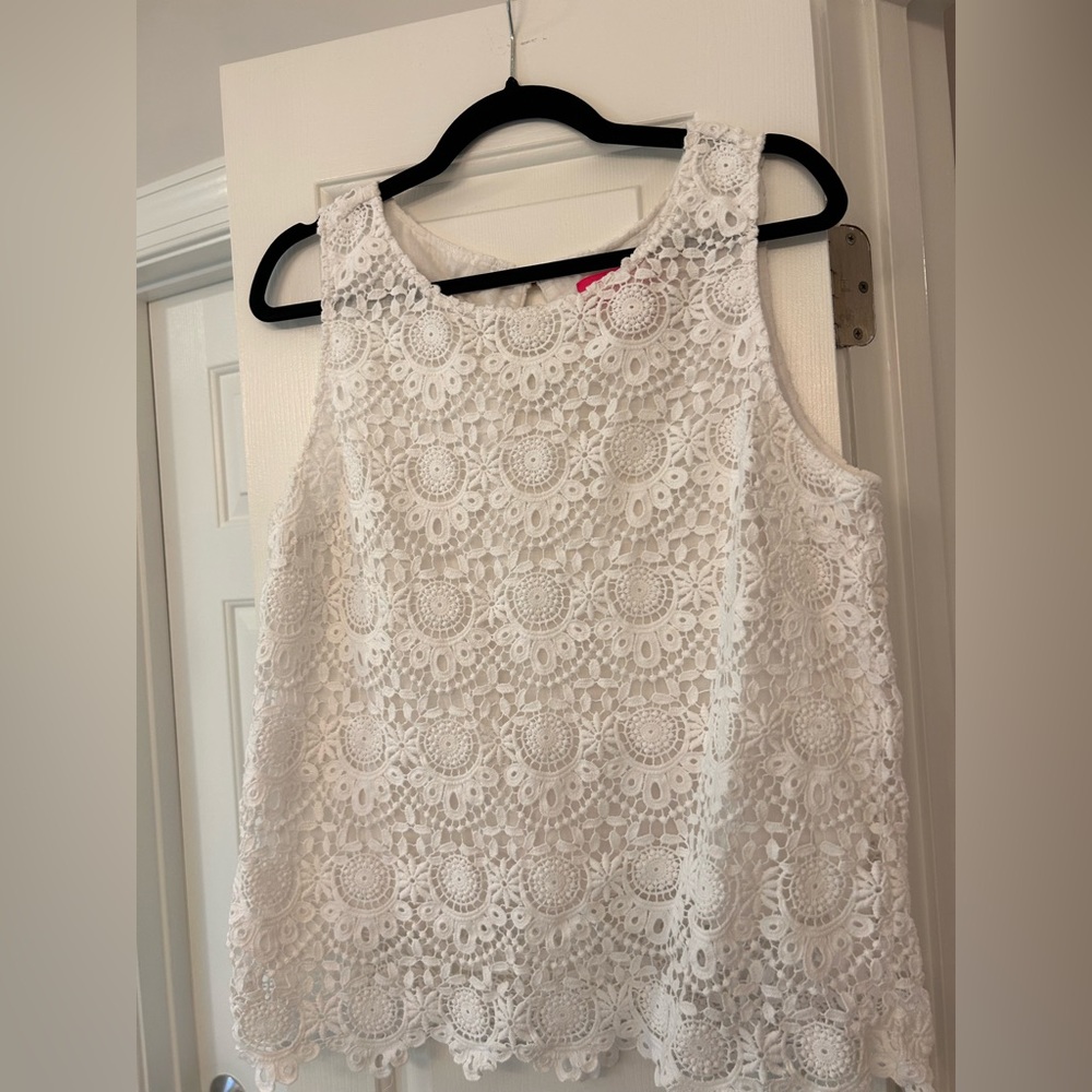 Lilly Pulitzer for Target White Lace Tank top XL GUC